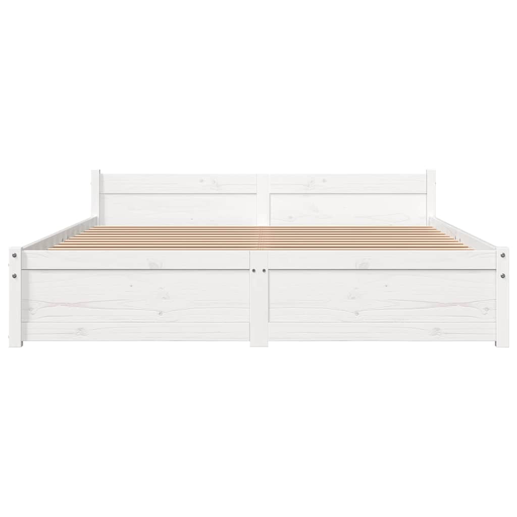 Cadre de lit sans matelas blanc bois massif 135x190 cm - XIOS