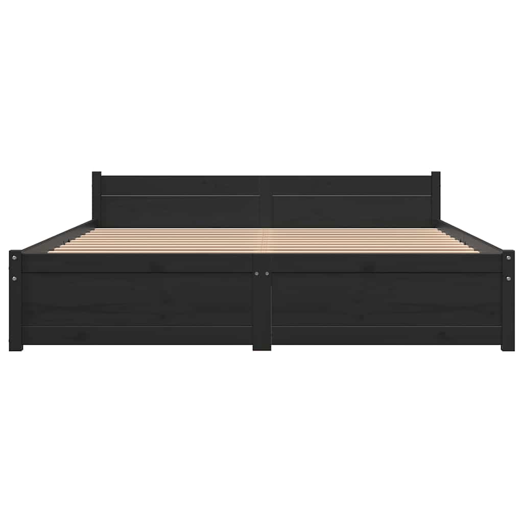 Cadre de lit sans matelas noir bois massif 135x190 cm - XIOS