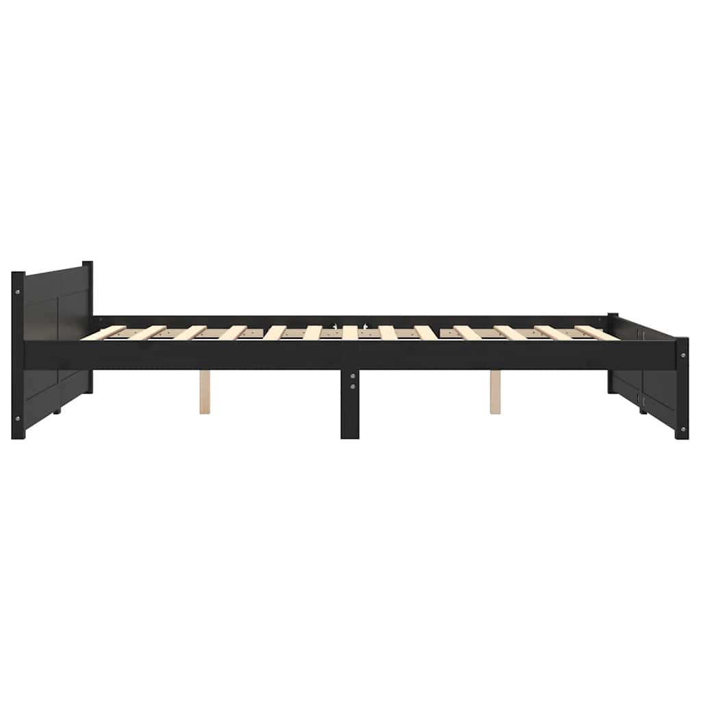 Cadre de lit sans matelas noir bois massif 135x190 cm - XIOS