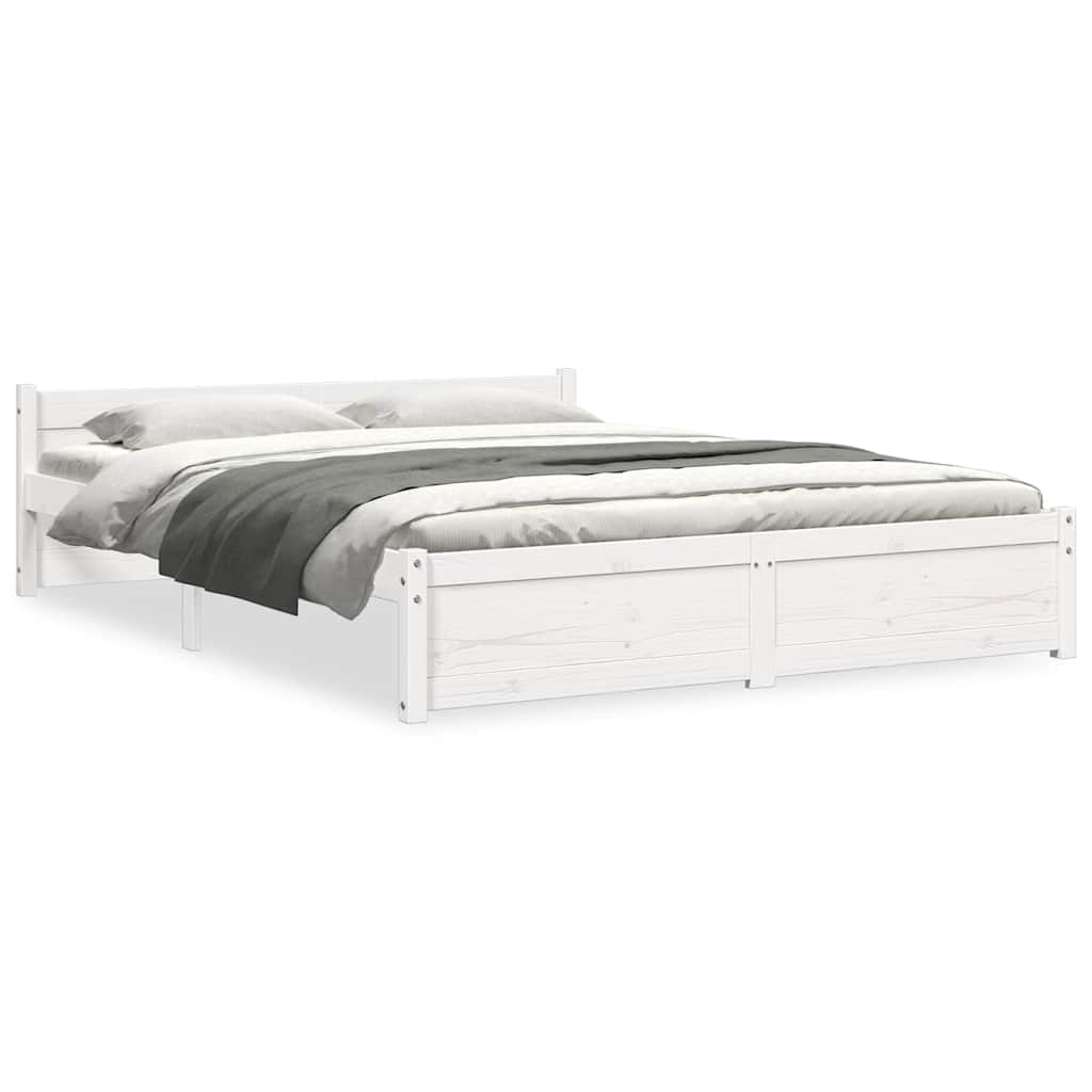 Cadre de lit sans matelas blanc bois massif 140x190 cm - XIOS