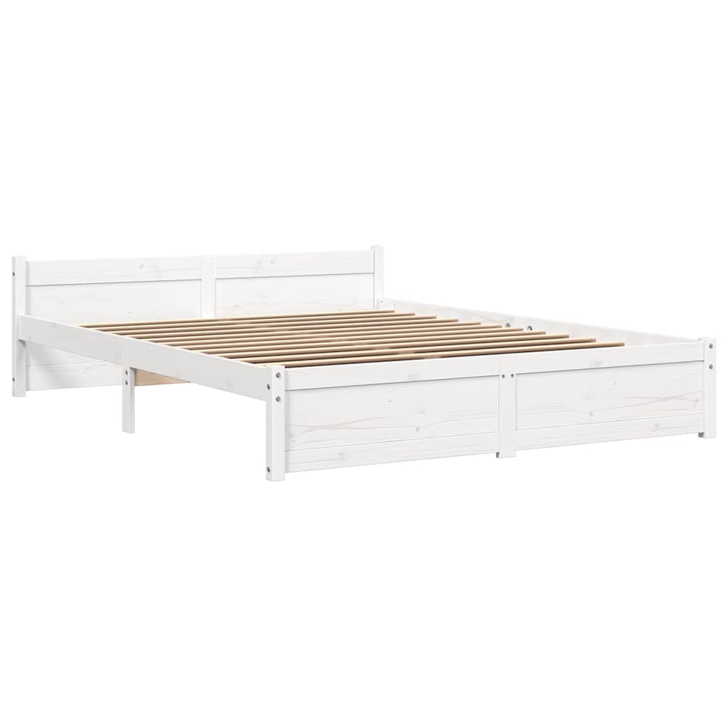 Cadre de lit sans matelas blanc bois massif 140x190 cm - XIOS
