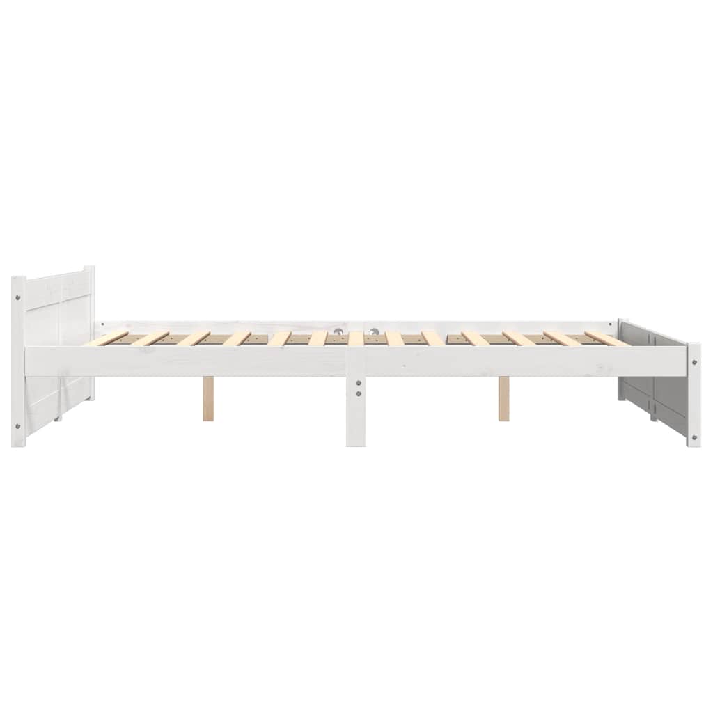 Cadre de lit sans matelas blanc bois massif 140x190 cm - XIOS