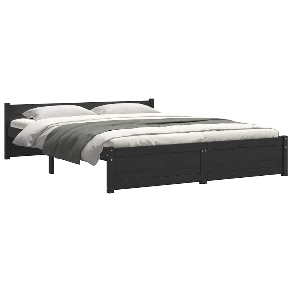 Cadre de lit sans matelas noir bois massif 140x190 cm - XIOS
