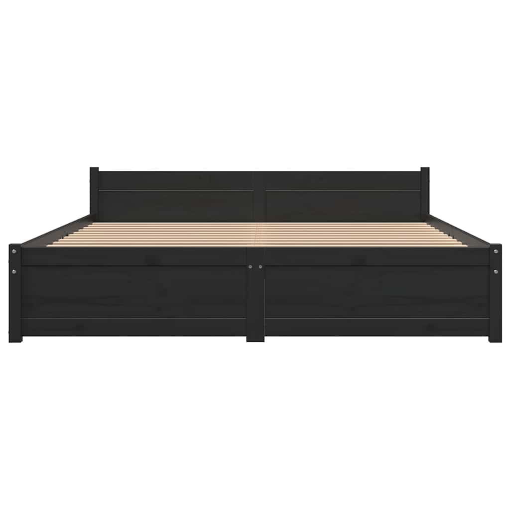 Cadre de lit sans matelas noir bois massif 140x190 cm - XIOS