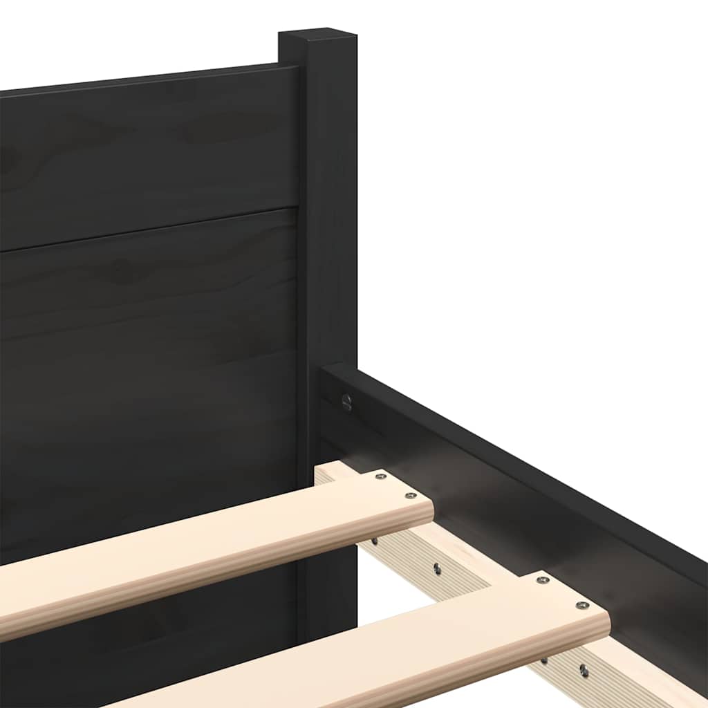 Cadre de lit sans matelas noir bois massif 140x190 cm - XIOS