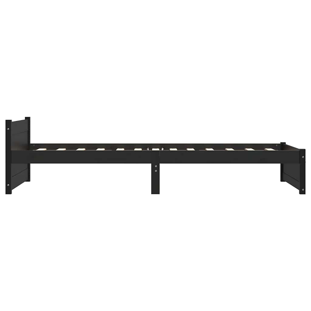 Cadre de lit sans matelas noir bois massif 90x200 cm - XIOS