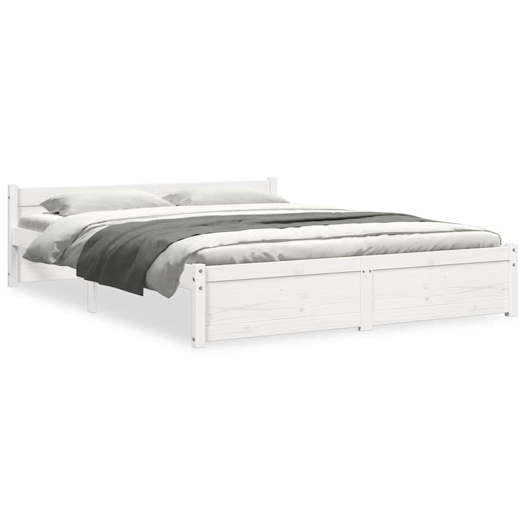 Cadre de lit sans matelas blanc bois massif 140x200 cm - XIOS