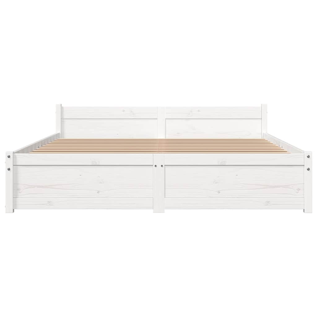 Cadre de lit sans matelas blanc bois massif 140x200 cm - XIOS