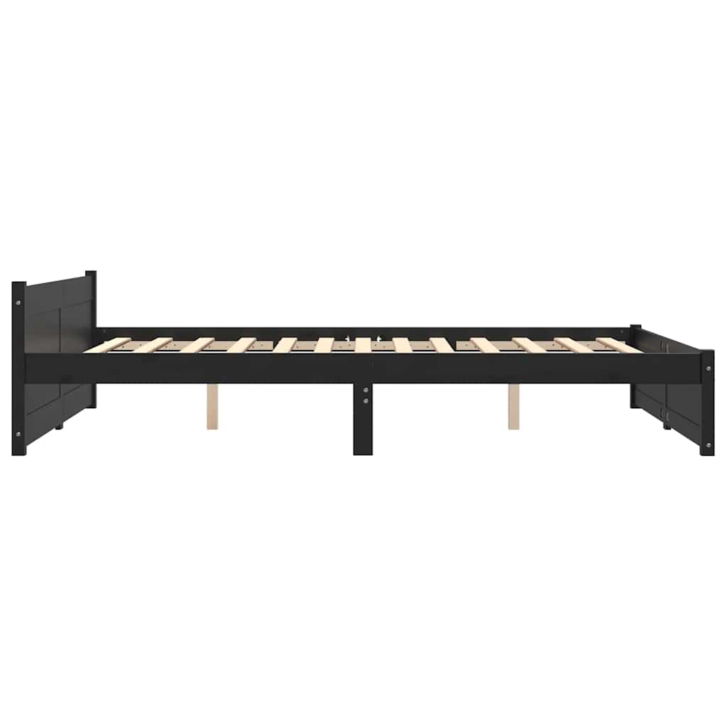 Cadre de lit sans matelas noir bois massif 150x200 cm - XIOS