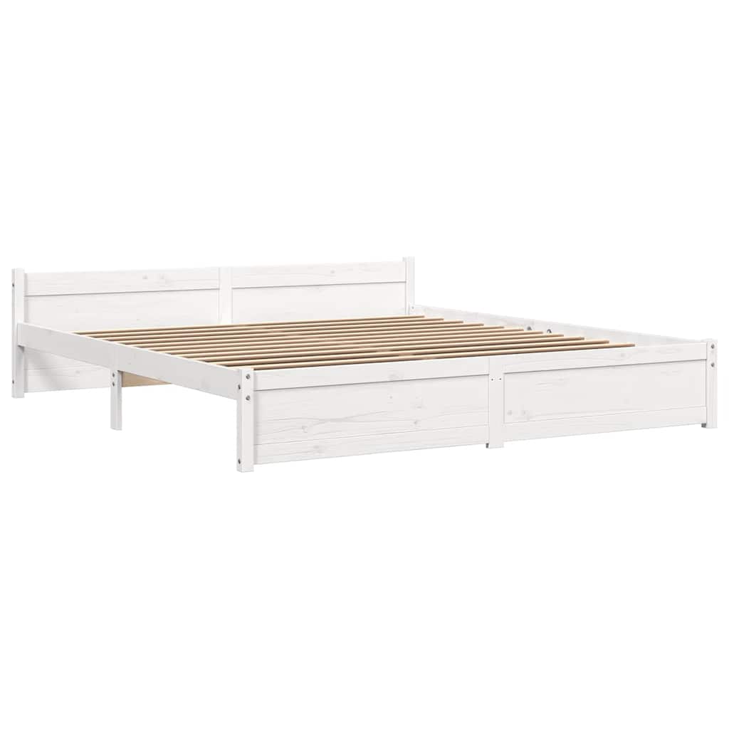 Cadre de lit sans matelas blanc bois massif 180x200 cm - XIOS