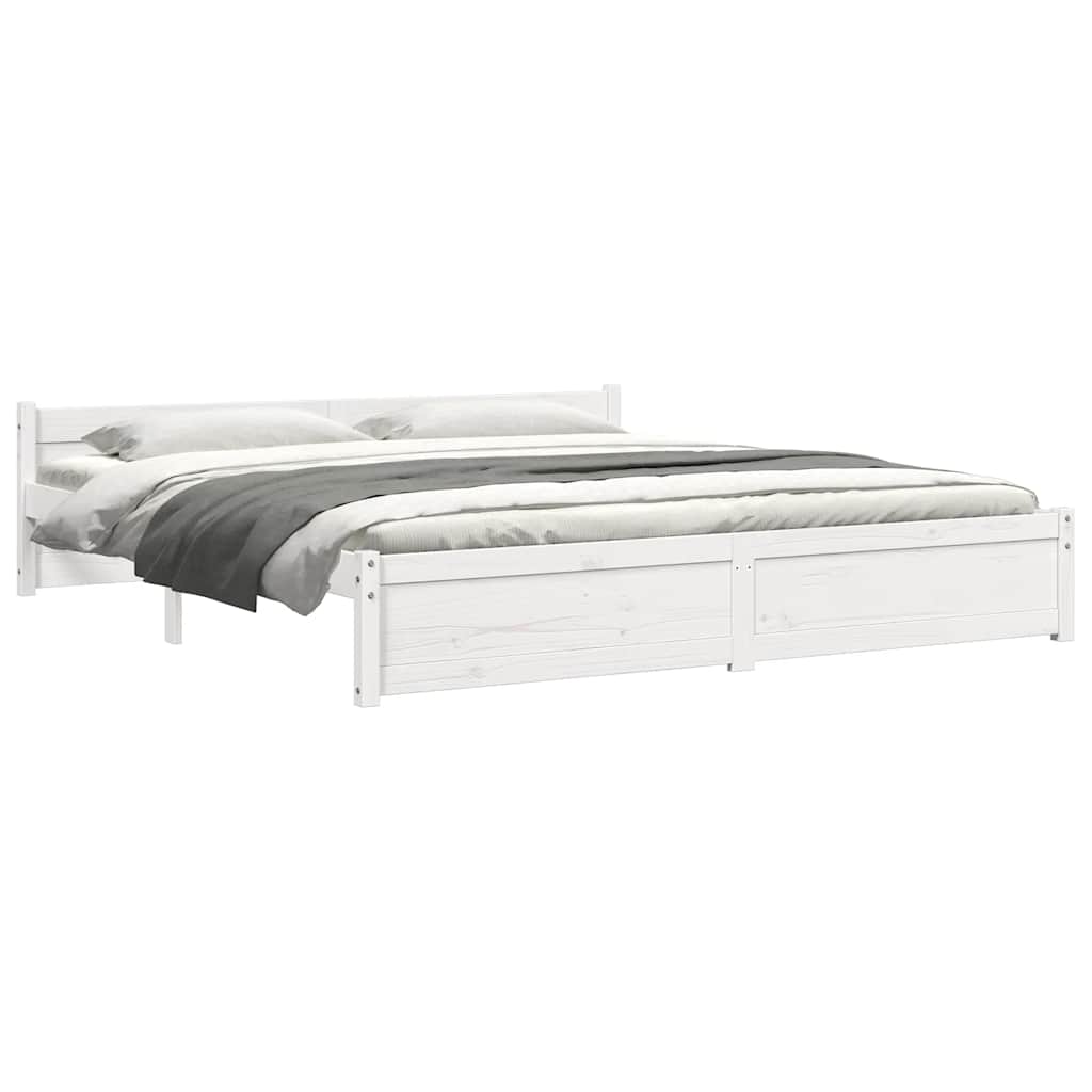 Cadre de lit sans matelas blanc bois massif 180x200 cm - XIOS