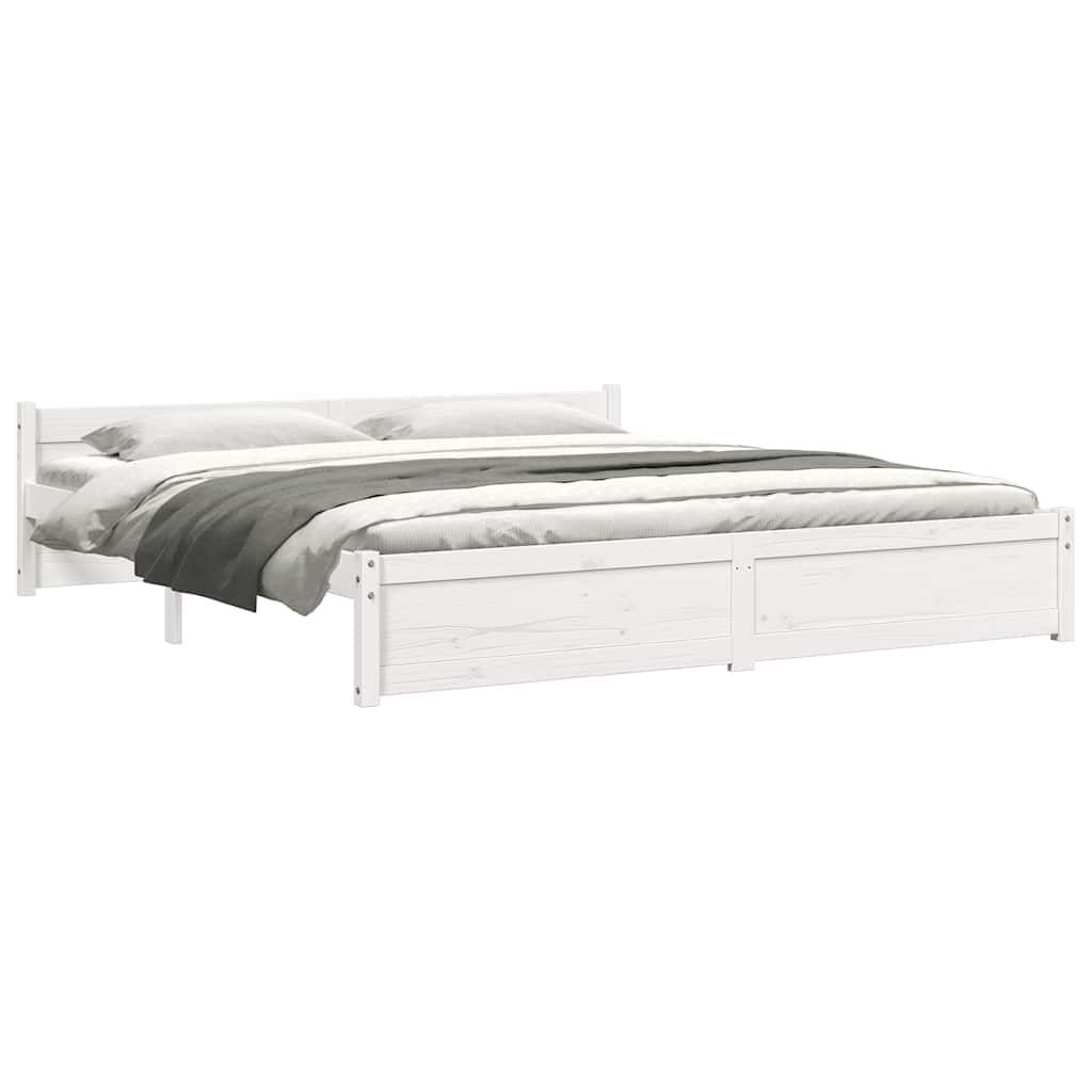 Cadre de lit sans matelas blanc bois massif 200x200 cm - XIOS