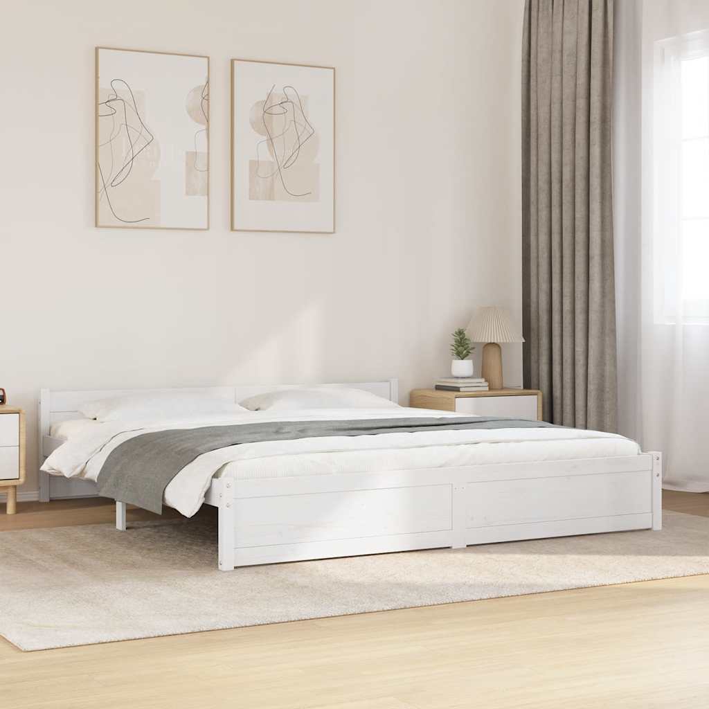Cadre de lit sans matelas blanc bois massif 200x200 cm - XIOS