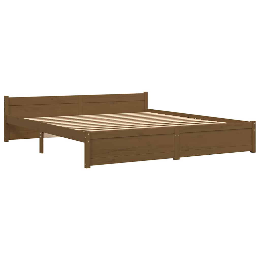 Cadre de lit sans matelas marron miel bois massif 200x200 cm - XIOS