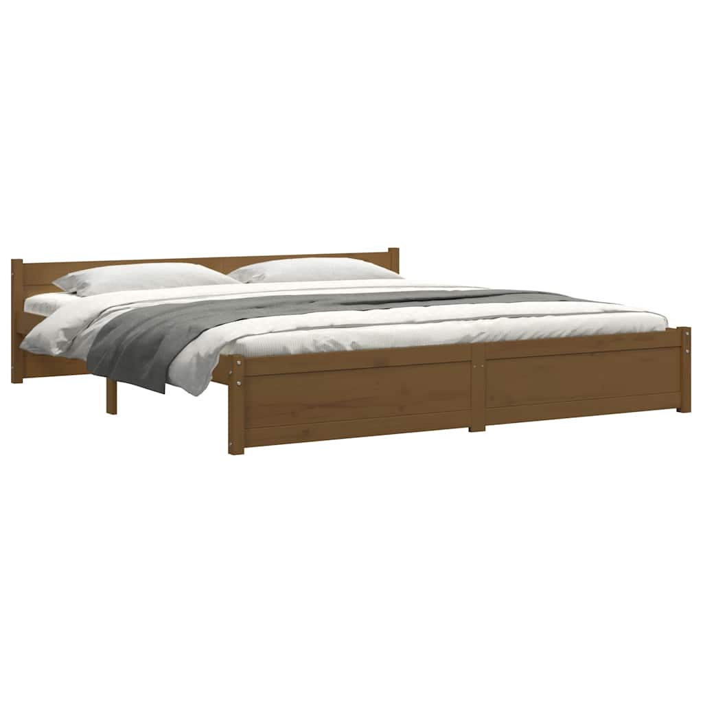 Cadre de lit sans matelas marron miel bois massif 200x200 cm - XIOS