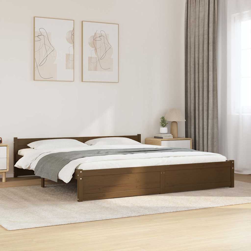 Cadre de lit sans matelas marron miel bois massif 200x200 cm - XIOS