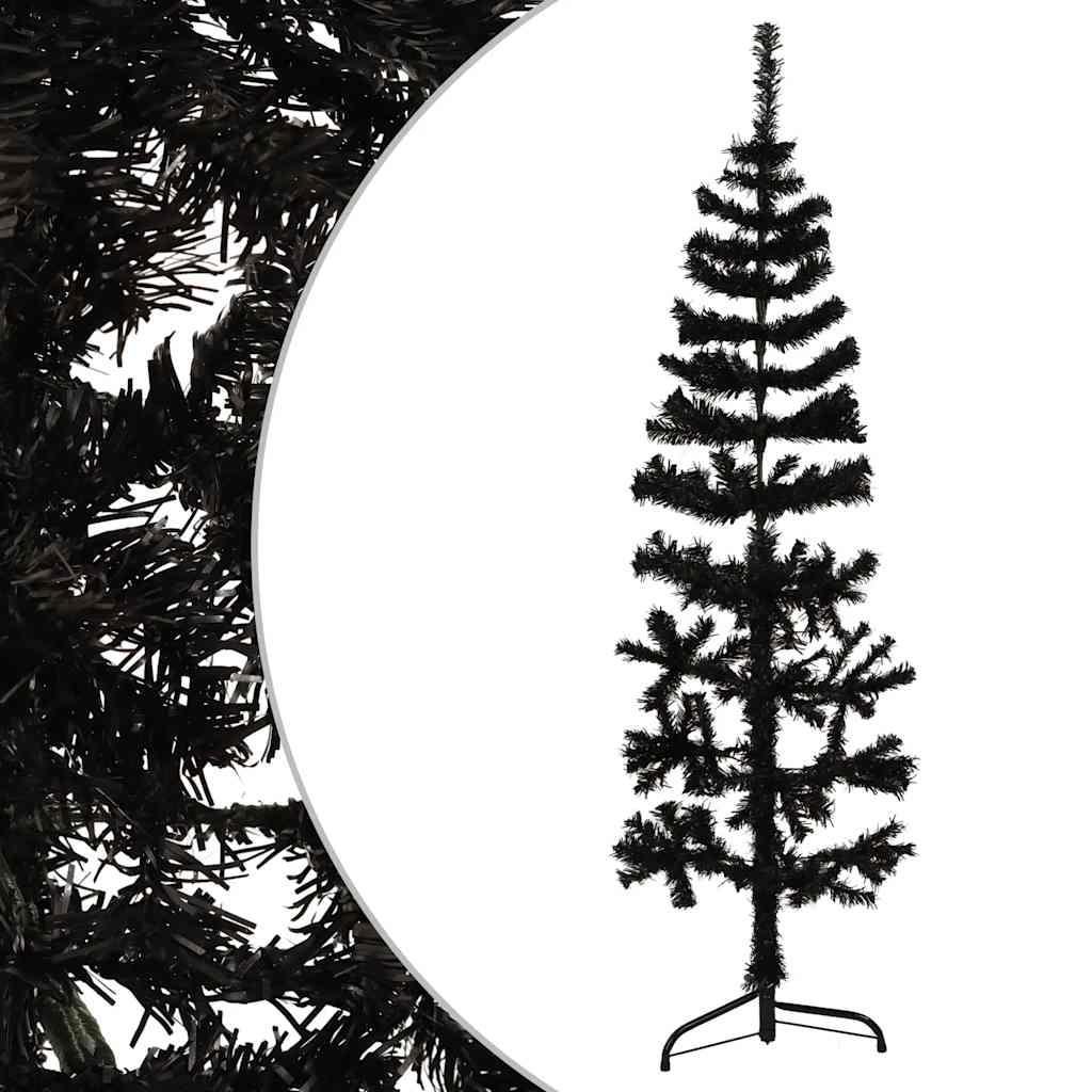 Demi sapin de Noël artificiel mince avec support Noir 120 cm - XIOS