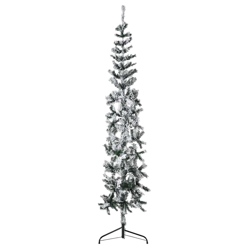 Demi sapin de Noël artificiel mince avec neige floquée 180 cm - XIOS