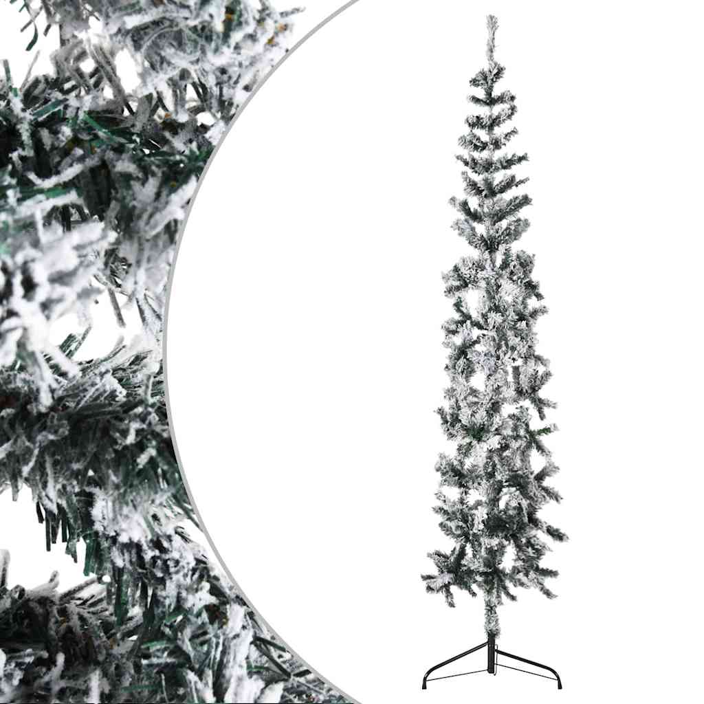 Demi sapin de Noël artificiel mince avec neige floquée 180 cm - XIOS