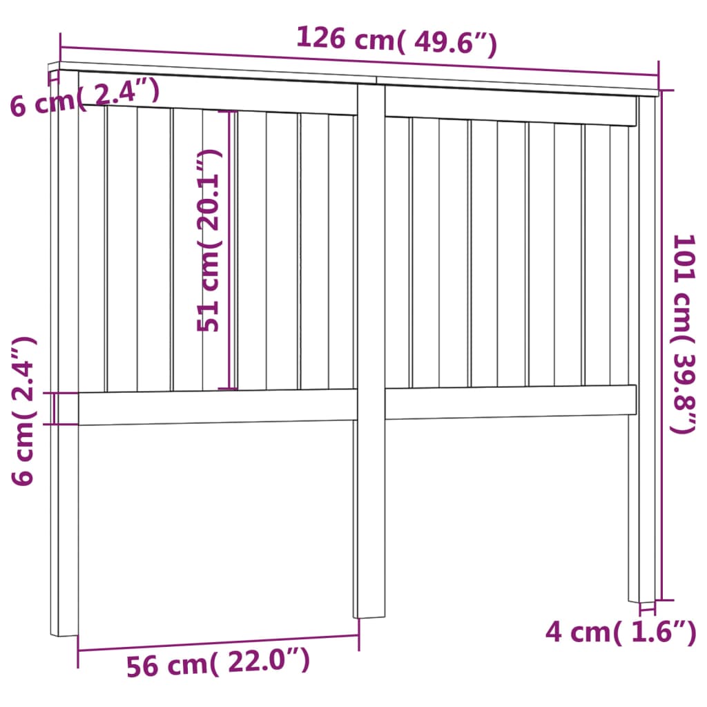 Tête de lit Noir 126x6x101 cm Bois massif de pin - XIOS