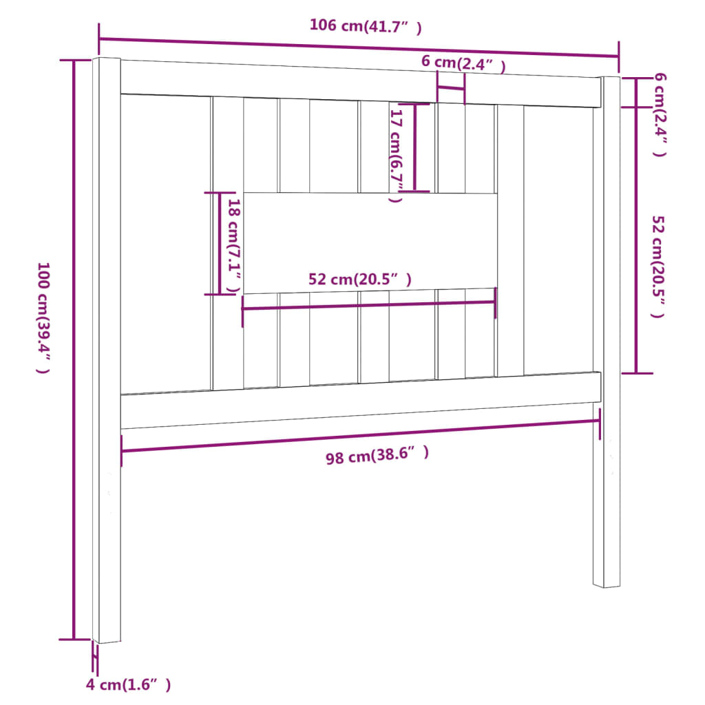 Tête de lit Marron miel 106x4x100 cm Bois massif de pin - XIOS