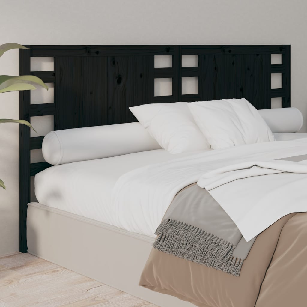 Tête de lit Noir 126x4x100 cm Bois massif de pin - XIOS
