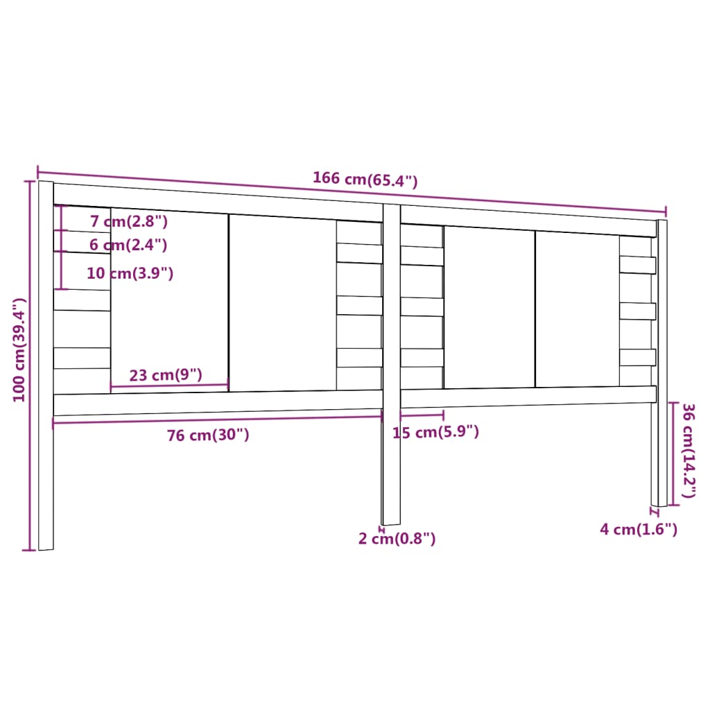 Tête de lit Gris 166x4x100 cm Bois massif de pin - XIOS