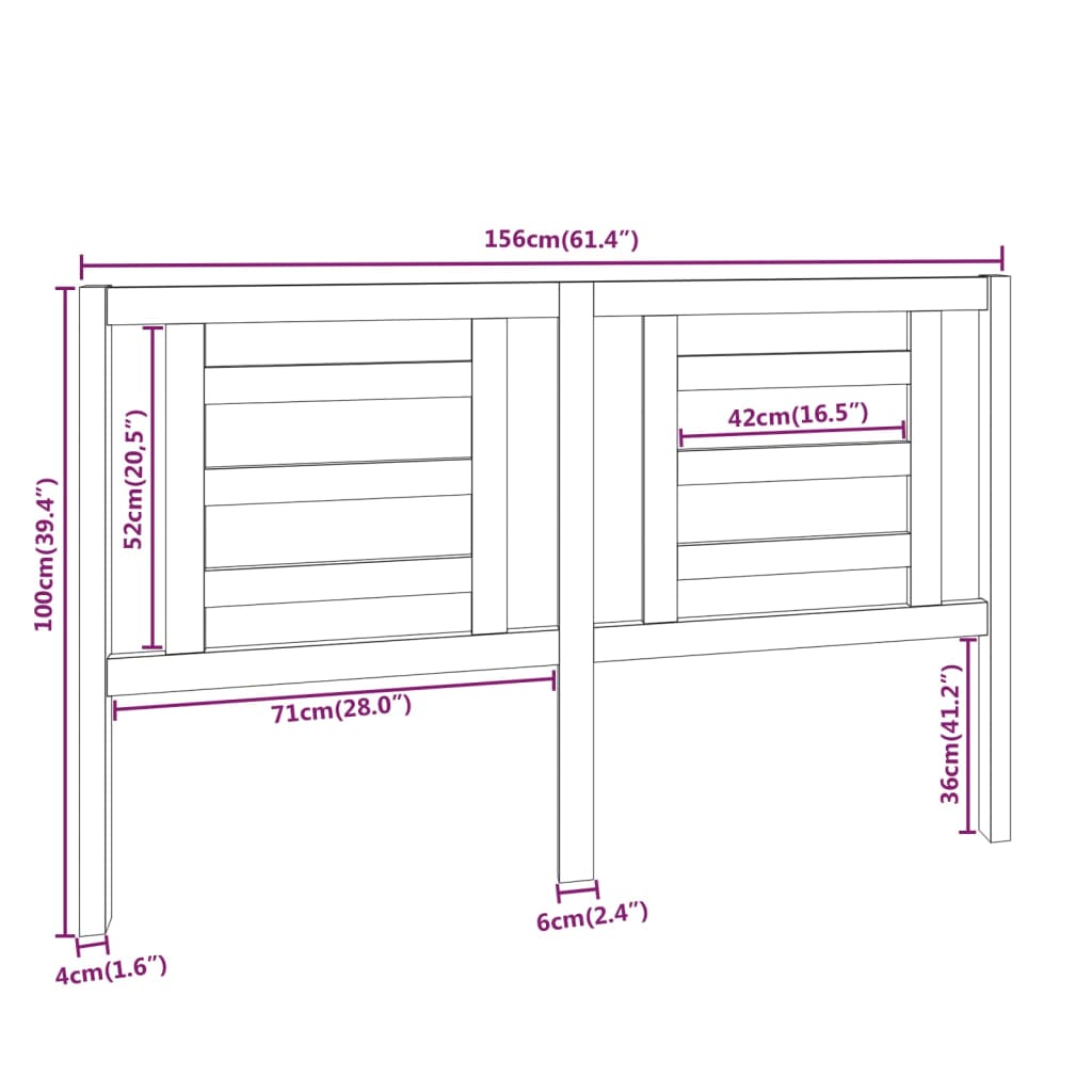 Tête de lit Marron miel 156x4x100 cm Bois de pin massif - XIOS
