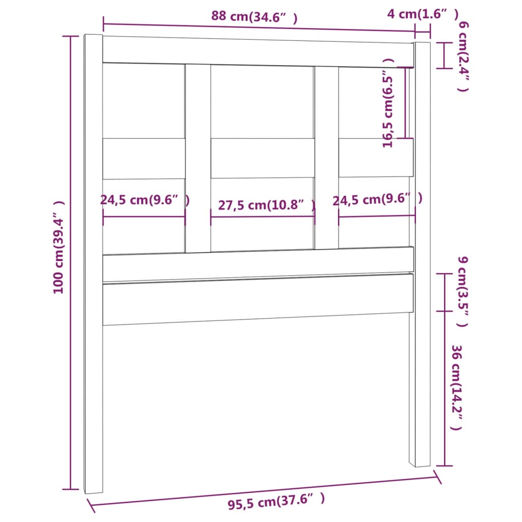 Tête de lit 95,5x4x100 cm Bois massif de pin - XIOS