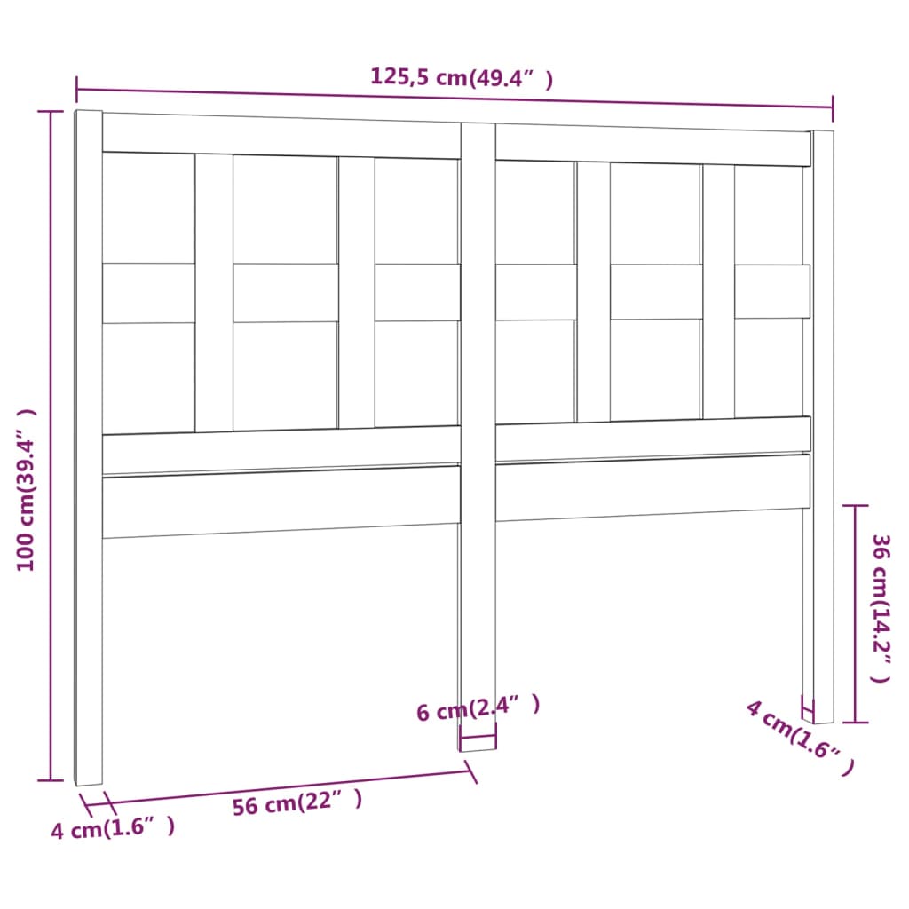 Tête de lit 125,5x4x100 cm Bois massif de pin - XIOS