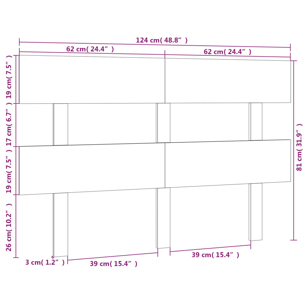 Tête de lit Noir 124x3x81 cm Bois massif de pin - XIOS