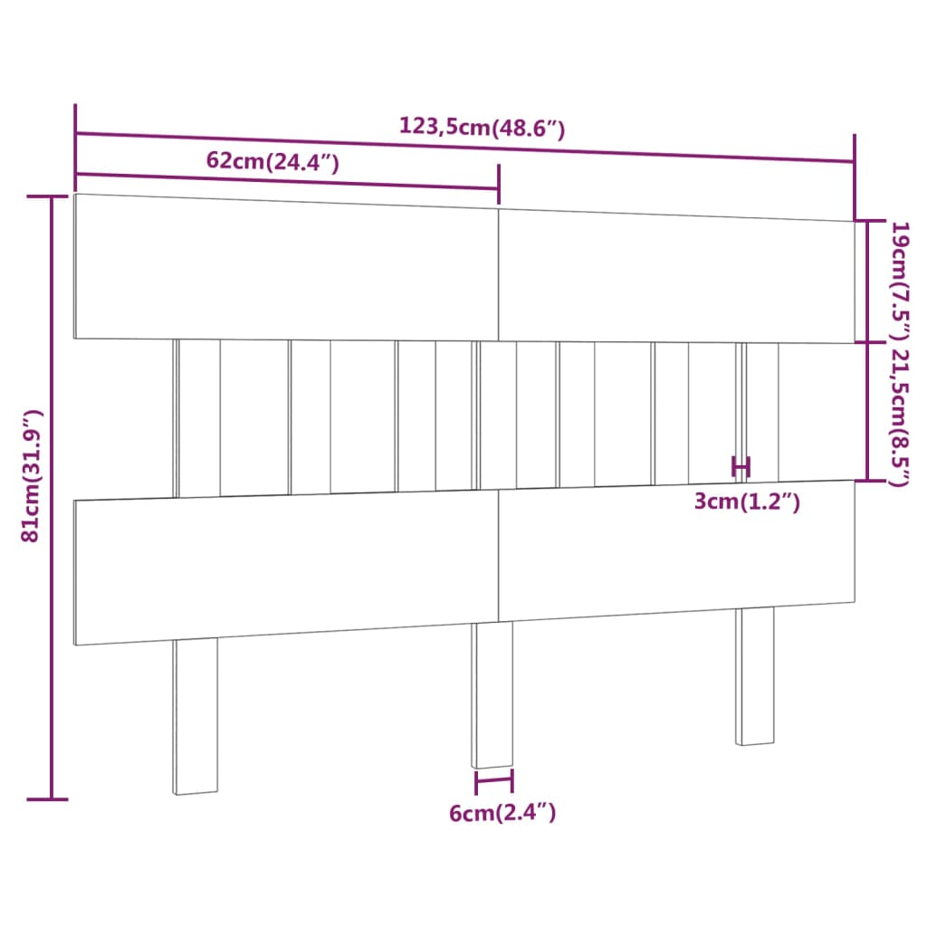 Tête de lit 123,5x3x81 cm Bois massif de pin - XIOS