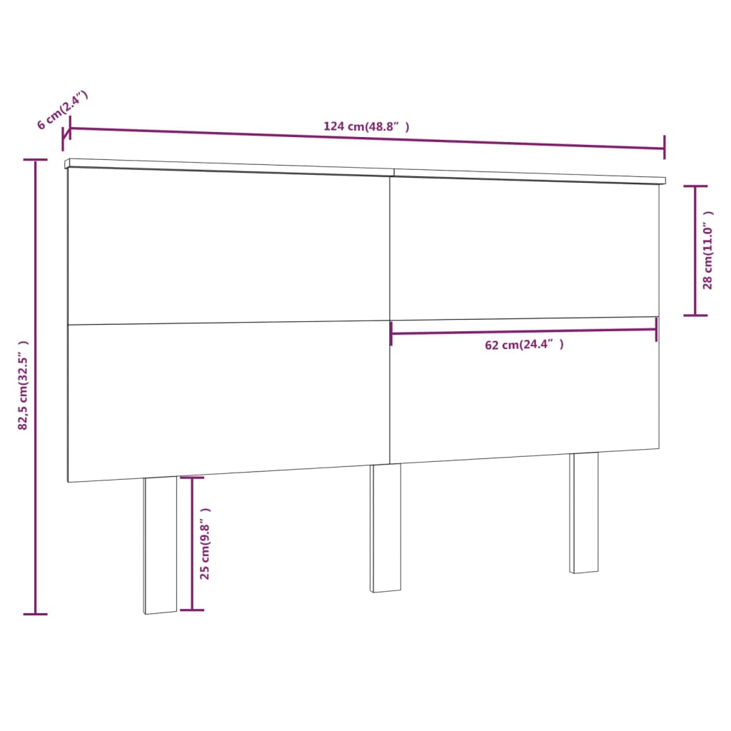 Tête de lit Noir 124x6x82,5 cm Bois massif de pin - XIOS