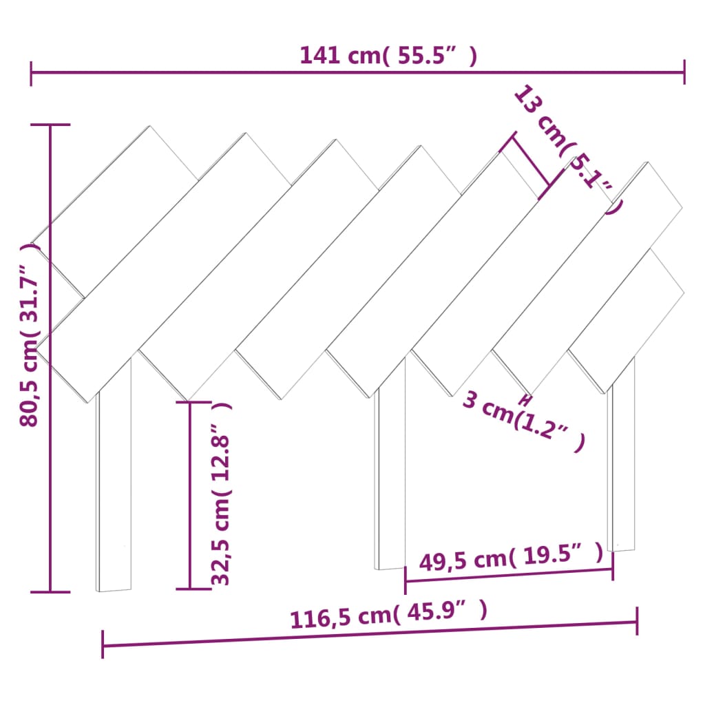 Tête de lit Gris 141x3x80,5 cm Bois massif de pin - XIOS