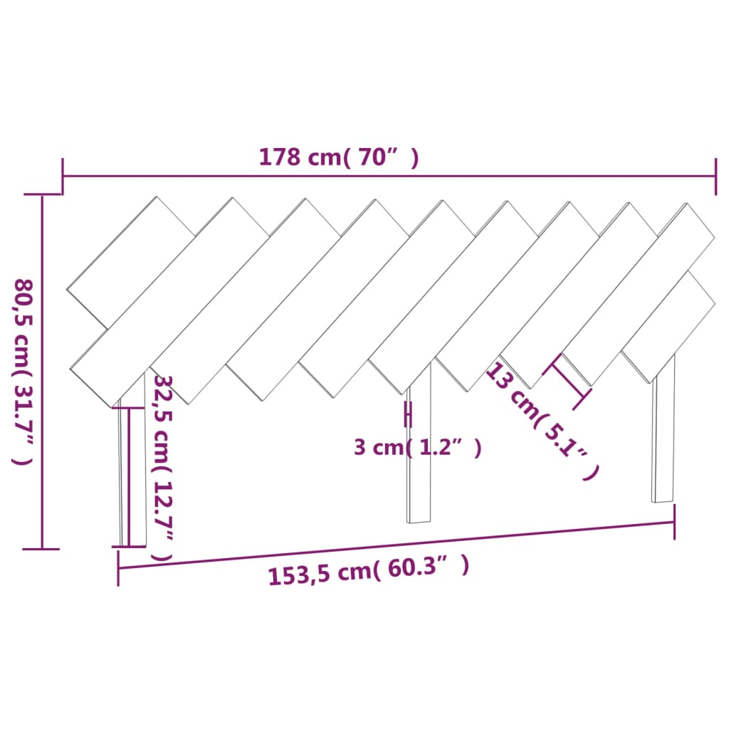 Tête de lit Gris 178x3x80,5 cm Bois massif de pin - XIOS