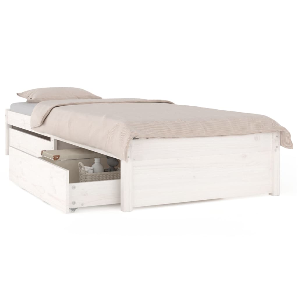 Cadre de lit sans matelas avec tiroirs blanc - XIOS
