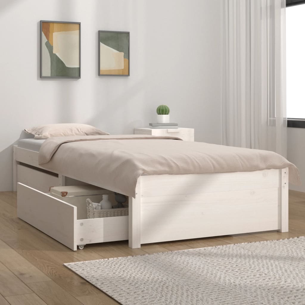 Cadre de lit sans matelas avec tiroirs blanc - XIOS