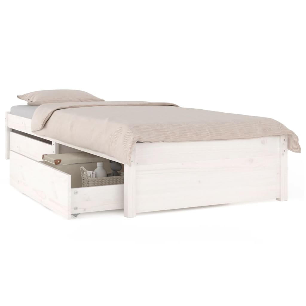 Cadre de lit sans matelas avec tiroirs blanc 90x200 cm - XIOS