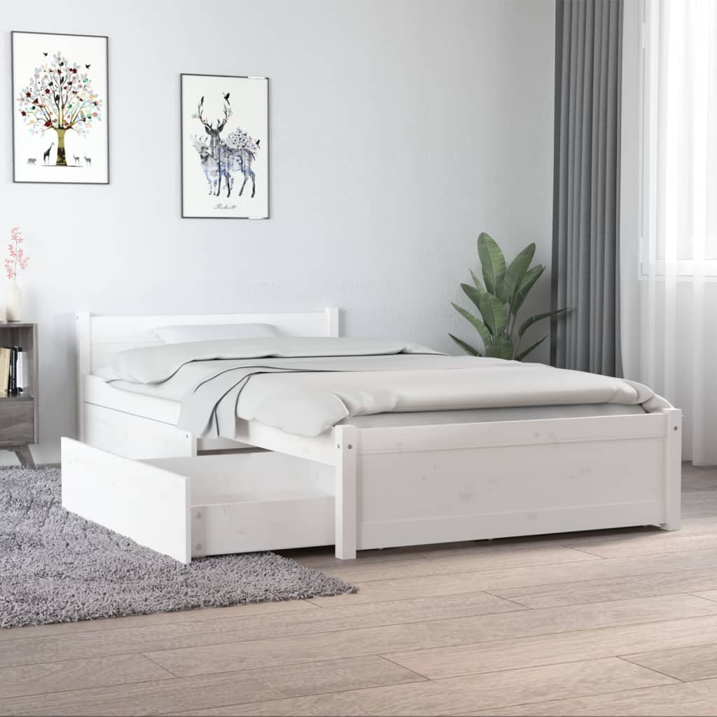 Cadre de lit sans matelas avec tiroirs blanc - XIOS