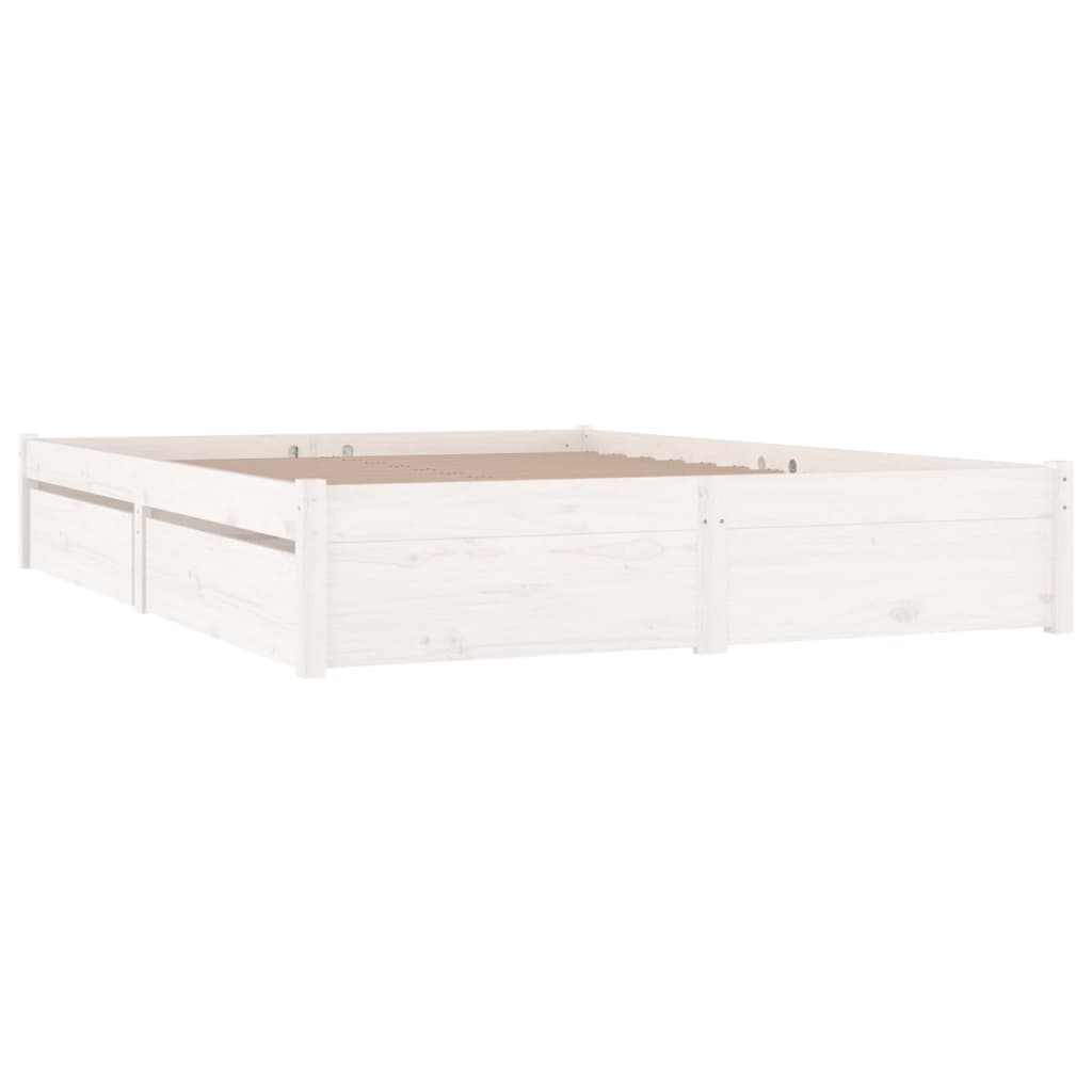 Cadre de lit sans matelas avec tiroirs blanc - XIOS