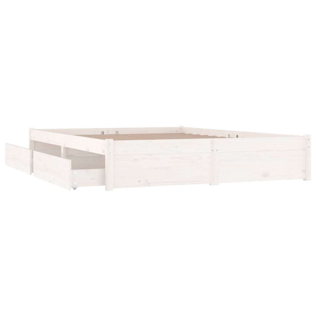Cadre de lit sans matelas avec tiroirs blanc - XIOS