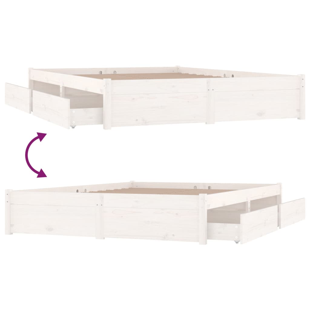 Cadre de lit sans matelas avec tiroirs blanc - XIOS