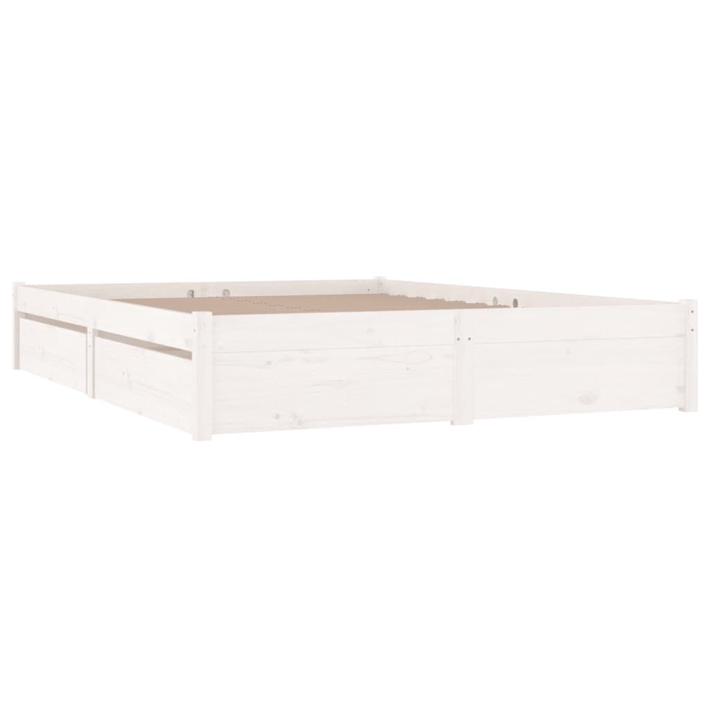 Cadre de lit sans matelas avec tiroirs blanc 200x200 cm - XIOS