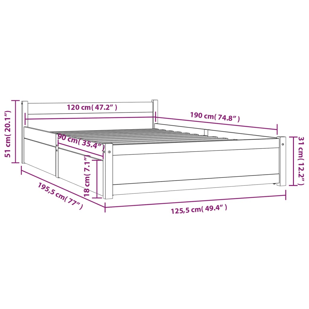 Cadre de lit sans matelas avec tiroirs blanc - XIOS