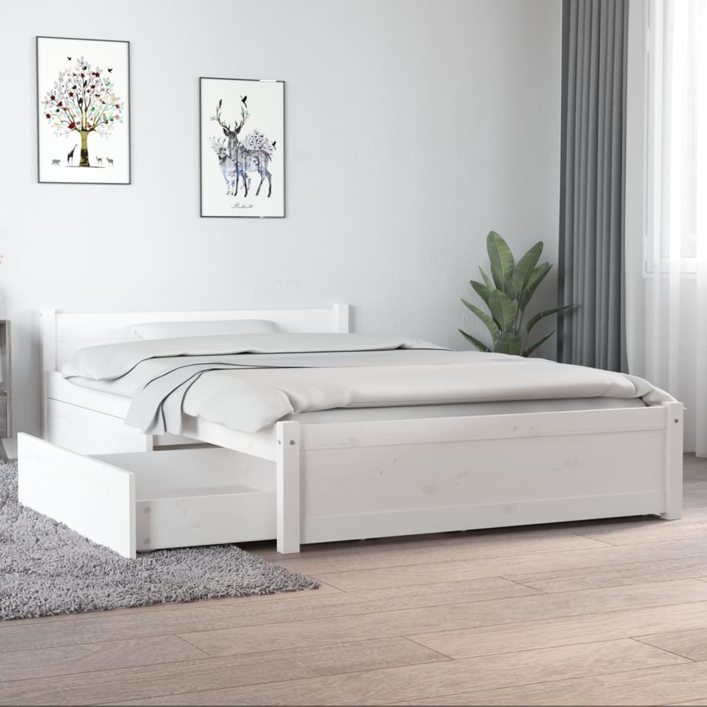 Cadre de lit sans matelas avec tiroirs blanc - XIOS