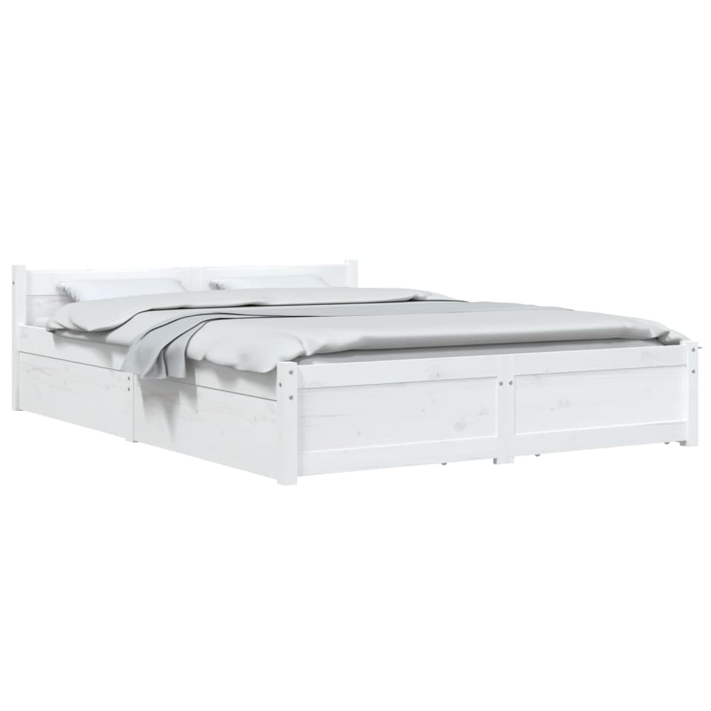 Cadre de lit sans matelas avec tiroirs blanc 140x190 cm - XIOS