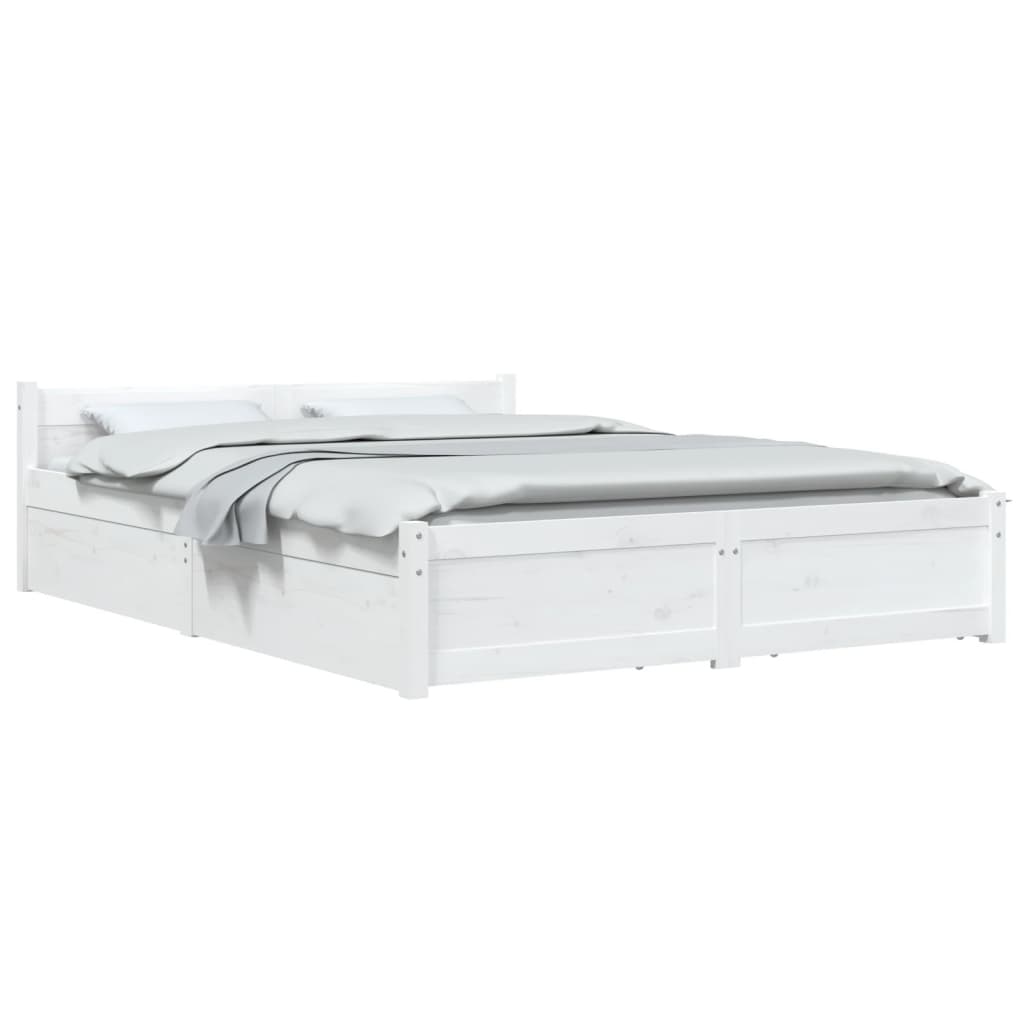 Cadre de lit sans matelas avec tiroirs blanc 120x200 cm - XIOS