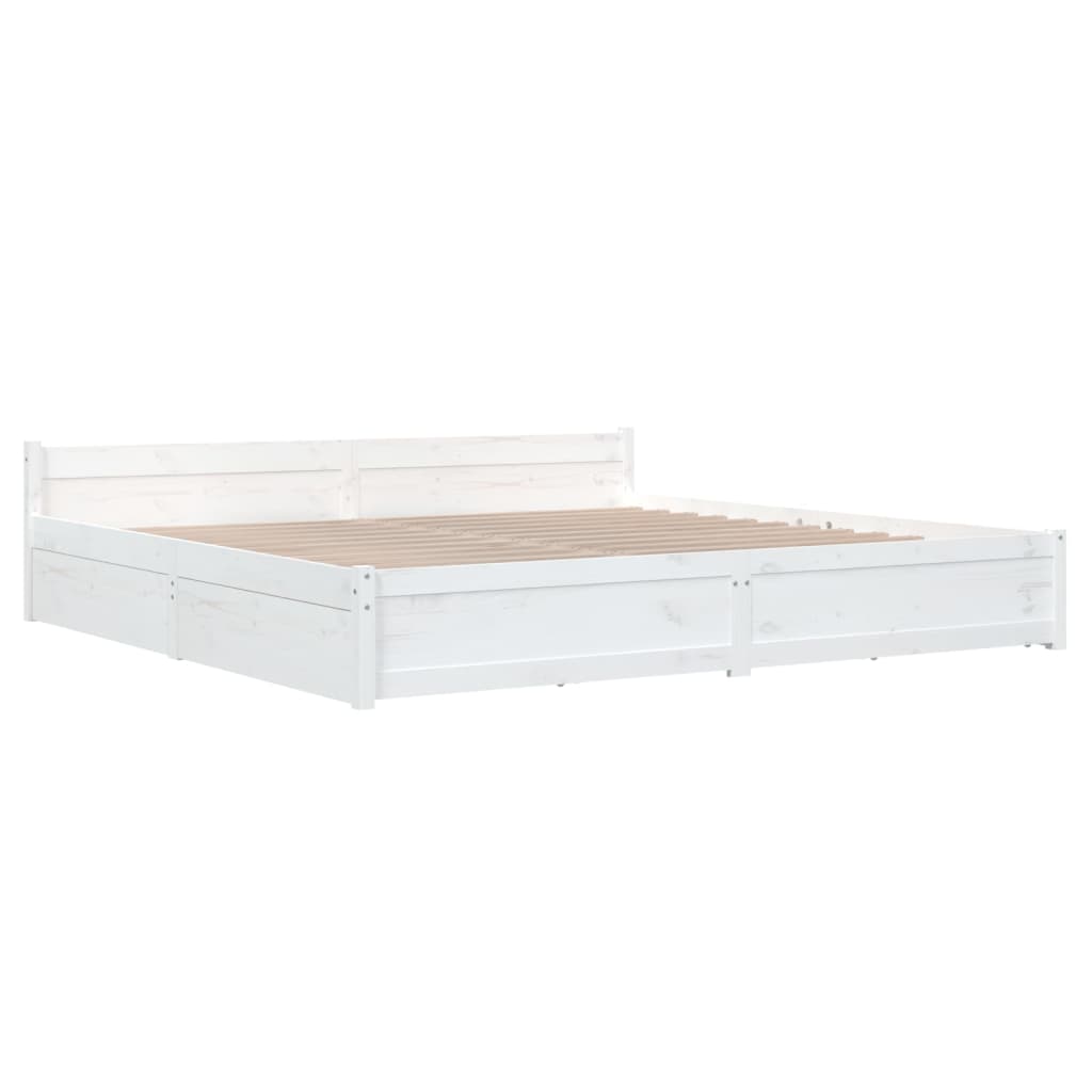 Cadre de lit sans matelas avec tiroirs blanc - XIOS