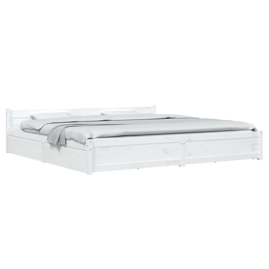 Cadre de lit sans matelas avec tiroirs blanc 200x200 cm - XIOS