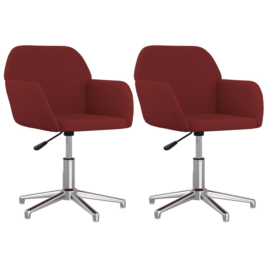 Chaises pivotantes à manger lot de 2 Rouge bordeaux Tissu